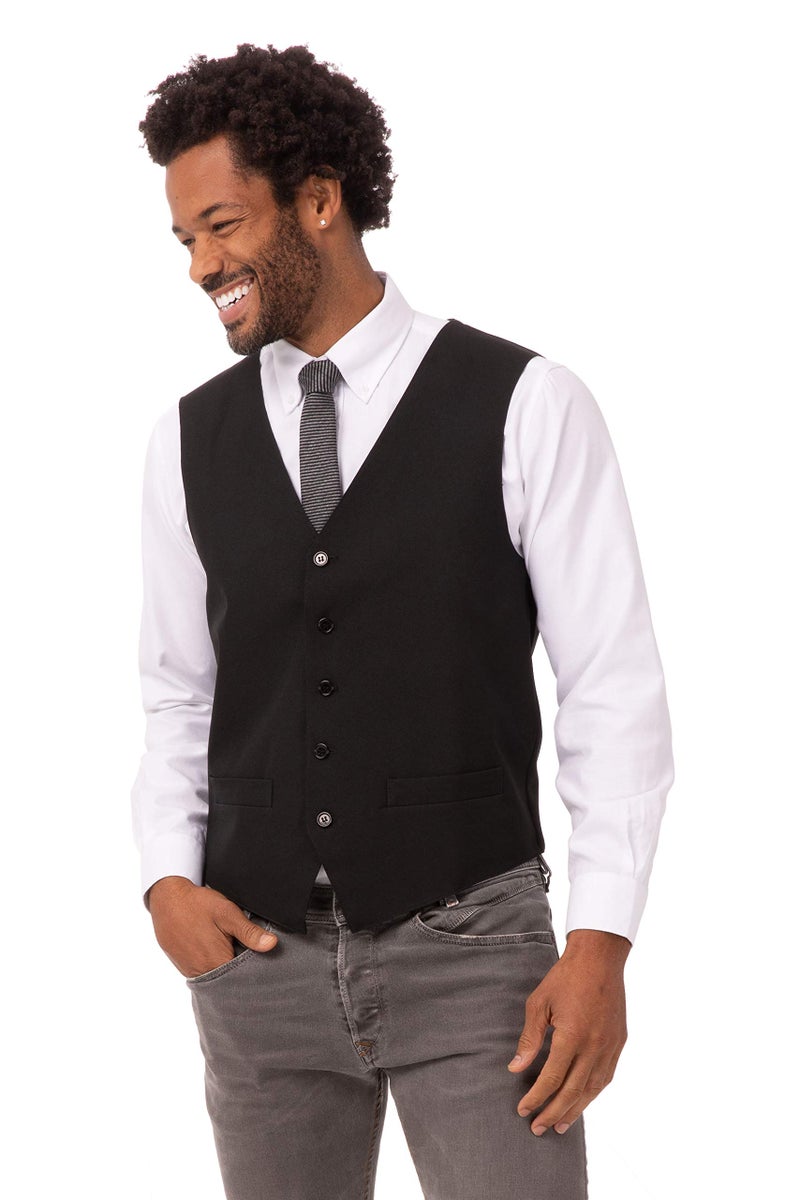 Chef Works Men's Essential Vest, Black, Medium